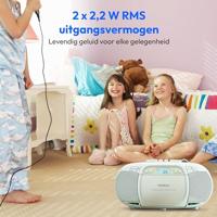 MEDION E66476 Stereo Geluidssysteem (boombox, CD-speler, MP3, cassette, draagbare cassettespeler voor kinderen, FM-radio, AUX, hoofdtelefoon, netvoeding & batterij) groen - thumbnail