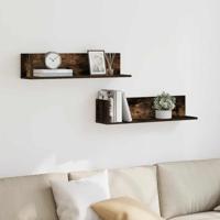 Wandschappen 2 st 75x16,5x16,5 cm bewerkt hout gerookt eiken - thumbnail