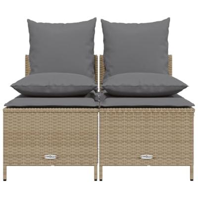 4-delige Loungeset met kussens poly rattan beige