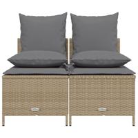 4-delige Loungeset met kussens poly rattan beige - thumbnail