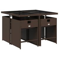 5-delige Tuinset met kussens poly rattan bruin - thumbnail