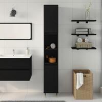 Badkamerkast Zwart Eiken 30 x 30 x 190 cm Bewerkt hout - thumbnail