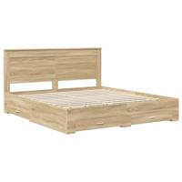 Bedframe met lade met hoofdeinde met opslag Bewerkt hout - thumbnail