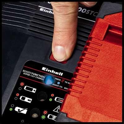 Origineel Einhell Lader Power-X-Boostcharger 6 a Power X-Change (Li-Ion, geschikt voor alle PXC-accu's, boost-modus voor snel laden, intelligent laadbeheer, 6-traps laadsysteem), rood-zwart