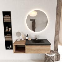 MONDIAZ BUKLA 120cm badmeubel met open module 40 kleur Washed Oak met 1 lade. Wastafel CLOUD rechts 1 kraangat kleur Urban. - thumbnail