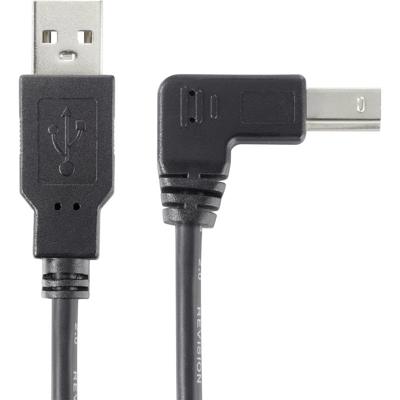 Renkforce RF-4613068 USB-kabel USB 2.0 USB-A stekker, USB-B stekker 0.50 m Zwart 90° haaks naar onder