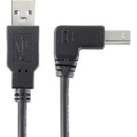 Renkforce RF-4613068 USB-kabel USB 2.0 USB-A stekker, USB-B stekker 0.50 m Zwart 90° haaks naar onder - thumbnail