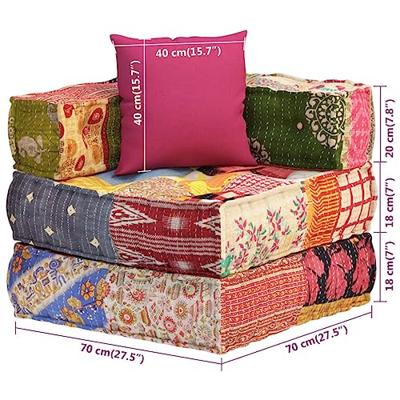VidaXL Poef modulair met kussen patchwork stof VidaXL Poef modulair met kussen patchwork stof