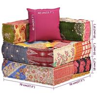Poef modulair met kussen patchwork stof - thumbnail