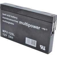 multipower MP2-12SL Loodaccu 12 V 2 Ah Loodvlies (AGM) (b x h x d) 148 x 90 x 20 mm Kabelschoen 4.8 mm Onderhoudsvrij, Geringe zelfontlading - thumbnail