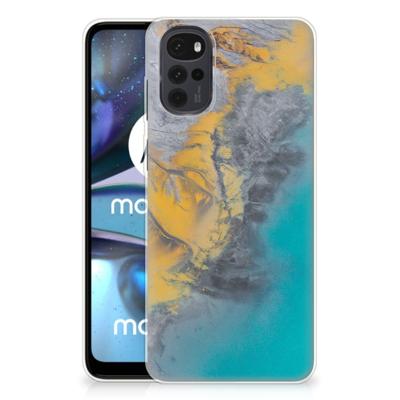 Motorola Moto G22 | TPU | Siliconen hoesje | Marble Blue Gold Motorola Moto G22 | TPU | Siliconen hoesje | Marble Blue Gold