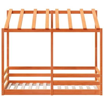 Kinderbed met bedhuis 70x140 cm massief grenenhout wasbruin