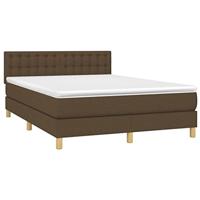 Boxspring met matras en LED stof donkerbruin 140x200 cm - thumbnail