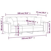 Driezitsbank met kussens 180 cm microvezelstof taupe - thumbnail