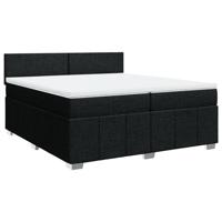 Boxspring met matras stof zwart 200x200 cm - thumbnail