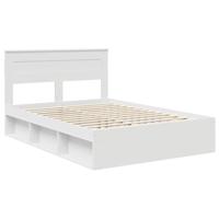 Bedframe met hoofdeinde Wit 160 x 200 cm Massief grenenhout - thumbnail