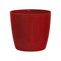 Glanzende plantenpot - GARDEN ID - Glanzend Rood met wielen - 35 x 32 cm - Keramiek look - Waterdicht - Gemakkelijk te verplaatsen - thumbnail
