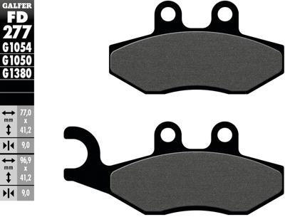 GALFER remblokken "fd277" brake pad fd277 g1054 organic standard GALFER remblokken "fd277" brake pad fd277 g1054 organic standard