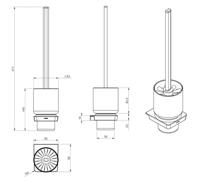 Toiletborstelhouder Sapho Zen Chrom Hangend 8.3x41.1 cm Chroom / Melkglas - thumbnail