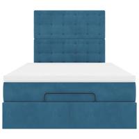 Ottoman bed met matrassen 90x190cm fluweel donkerblauw - thumbnail