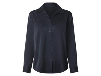 esmara Satijnen dames blouse (Marineblauw, L (44/46))