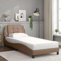 Bed met matras kunstleer cappuccinokleurig 90x190 cm - thumbnail