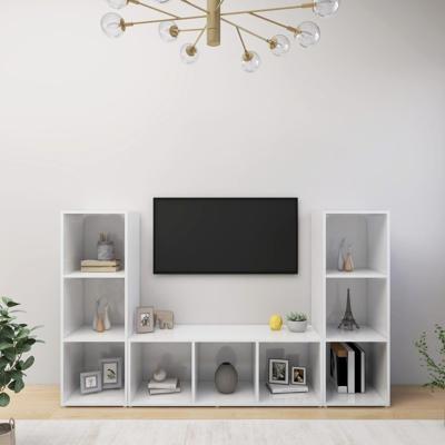 Tv-meubelen 3 st 107x35x37 cm bewerkt hout wit