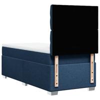 Boxspring met matras stof blauw 90x190 cm - thumbnail