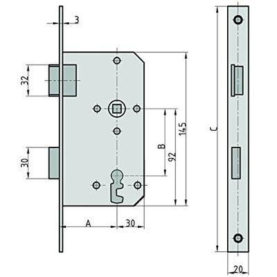 Basi 9210-5512 Insteekkamerdeurslot Zilver