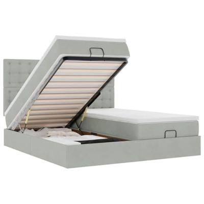 Ottoman bed met matrassen 180x200cm fluweel lichtgrijs