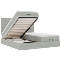 Ottoman bed met matrassen 180x200cm fluweel lichtgrijs - thumbnail