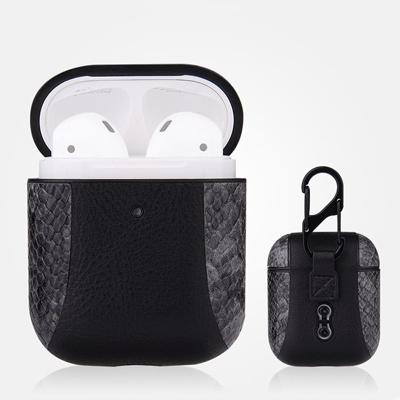 Kleur-matching flip-over lederen koptelefoon schokbestendige beschermende case voor Apple AirPods 1/2 (grijs)