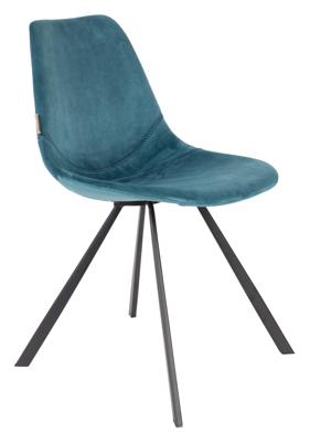 Dutchbone Eetkamerstoel 'Franky' Velvet, kleur Petrol
