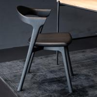 Ethnicraft Eetkamerstoel 'Bok' Gevernist Eikenhout en Leder, kleur Zwart - thumbnail