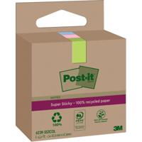 Post-it Super Sticky Notes Recycled, 70 vel, ft 47,6 x 47,6 mm, assorti, pak van 3 blokken - thumbnail