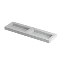 INK Pitch Wastafel Keramische Slab Bak Dubbel met Drain en Front en Side Skirts Zonder Kraangaten - 1600x450x90 mm - Calacatta Mat - thumbnail