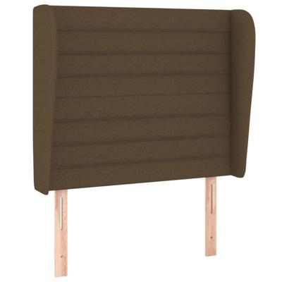 Hoofdbord met randen 83x23x118/128 cm stof donkerbruin - thumbnail