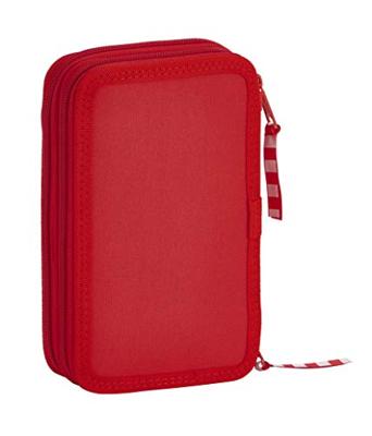 Dubbele etui Real Sporting de Gijón Rood 12.5 x 19.5 x 4 cm (28 Onderdelen)
