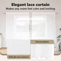 VidaXL Kantgordijn met gordijnen bloemen wit 200 x 300 cm polyester - thumbnail
