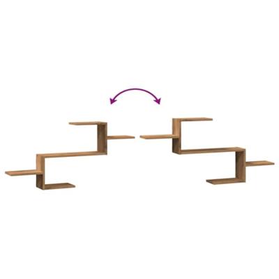 Wandschap 104x15x49 cm bewerkt hout artisanaal eikenkleurig Wandschap 104x15x49 cm bewerkt hout artisanaal eikenkleurig