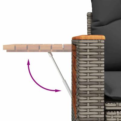6-delige Loungeset met kussens poly rattan grijs - thumbnail