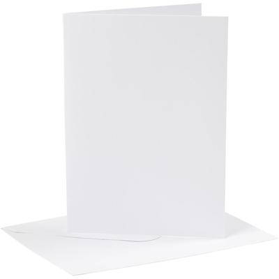 Creativ Company Kaarten en enveloppen, afmeting kaart 12,7x17,8 cm, afmeting envelop 13,3x18,5 cm, 230 gr, wit, 4 set/ 1 doos