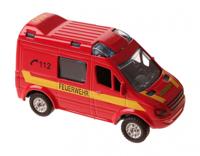 2 Play Duitse brandweerwagen diecast pull back 8 cm rood - thumbnail