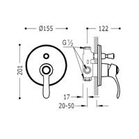 Douchekraan Tres Clasic Inbouw 1 Hendel 2-Wegs Goud - thumbnail