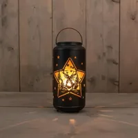 Anna&apos;s Collection LED lantaarn hert zwart/goud Ø 12 x 25,5cm - thumbnail