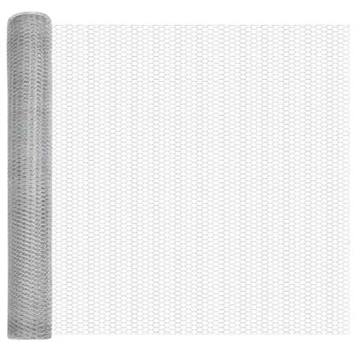 VidaXL Hexagon hek zilver 1,2 x 10 m gegalvaniseerd staal