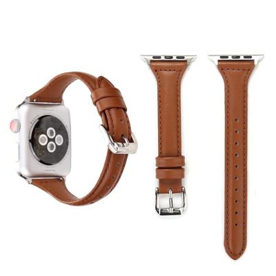 Eenvoudige manier lederen T Type horloge band voor Apple Watch serie 3 & 2 & 1 42mm(Brown)
