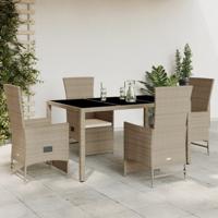 5-delige Tuinset met kussens poly rattan beige - thumbnail