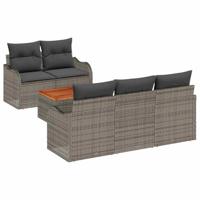 Tuinbankenset met kussen 6 pcs Grijs poly rattan - thumbnail
