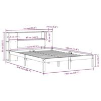 Bed met boekenkast zonder matras grenenhout wasbruin 135x190 cm - thumbnail